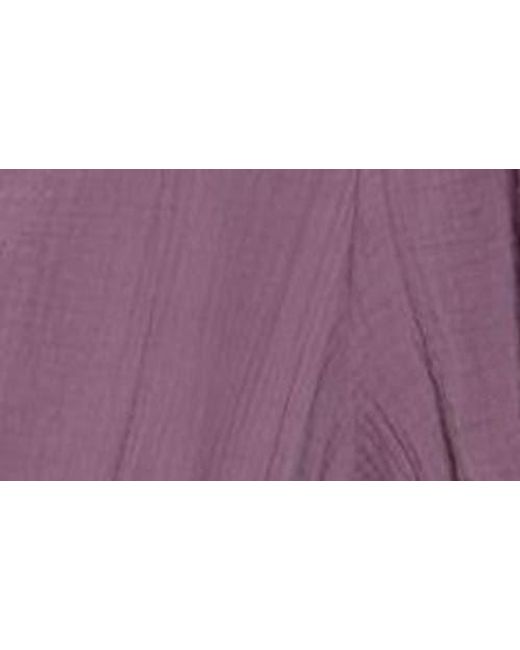 Madewell Purple Lightspun Tiered Button Front Midi Dress