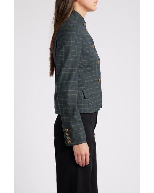 Rag & Bone Black Slade Plaid Crop Wool Blend Blazer