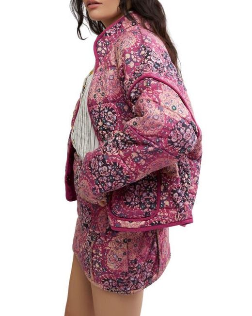 Free People Red Chloe Floral Print Jacket