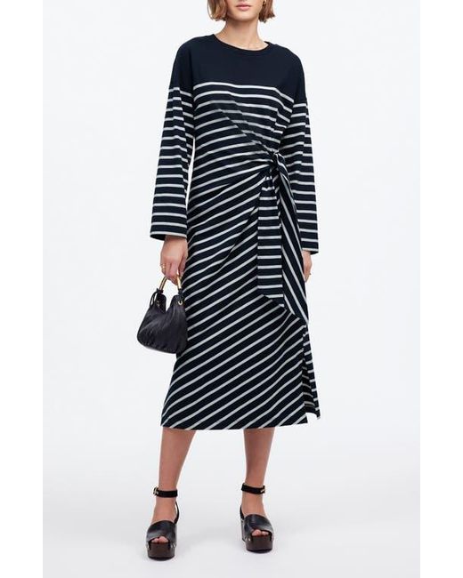 Madewell Stripe Side Tie Long Sleeve Knit Maxi Dress in Blue | Lyst