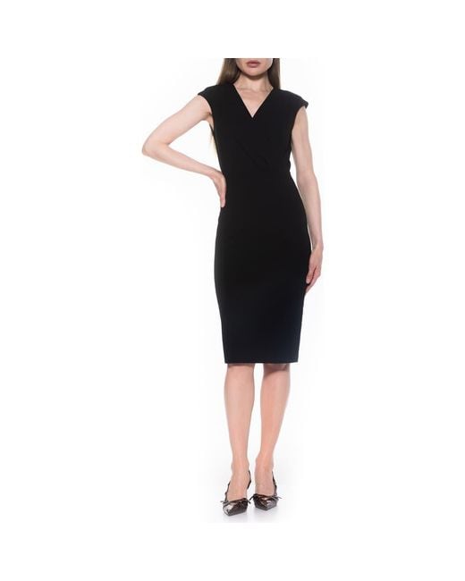 Alexia Admor Black Essence Cap Sleeve Midi Sheath Dress