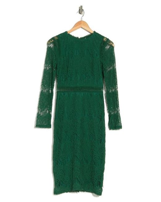 Love By Design Green Lace Long Sleeve Midi Dress