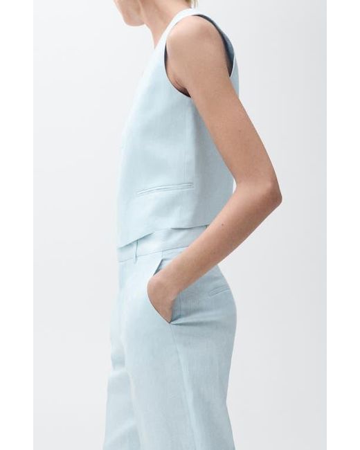 Mango Blue Linen Vest
