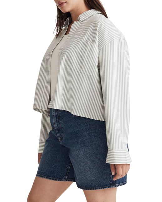 Madewell Gray The Signature Oxford Crop Shirt