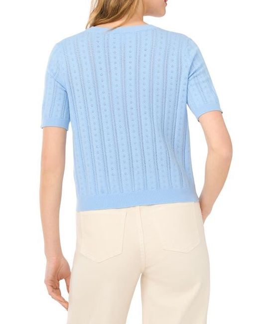 Cece Blue Pointelle Knit Sweater