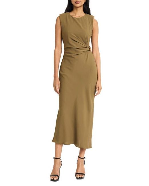 DONNA MORGAN FOR MAGGY Green Ruched Side Slit Tank Midi Dress