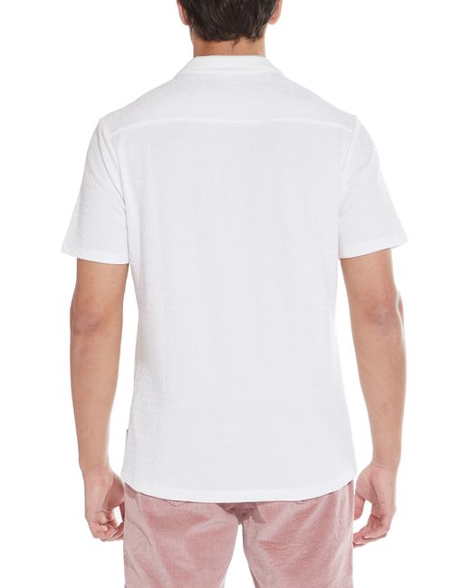 Civil Society White Textured Knit Camp Shirt for men