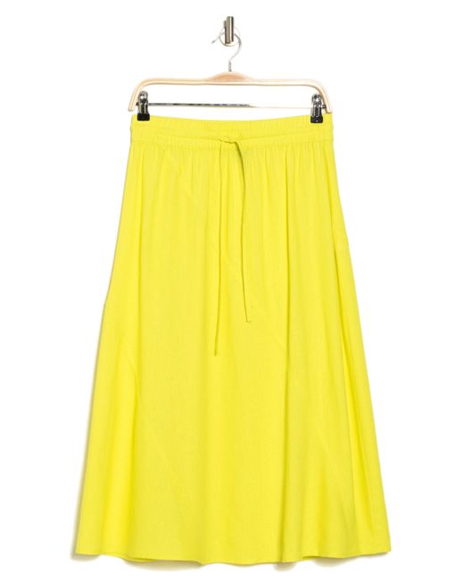 DKNY Yellow Linen Blend Drawstring Maxi Skirt