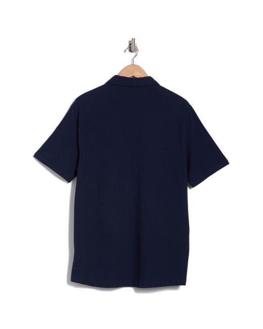 WESTZEROONE Blue Freeson Short Sleeve Stretch Cotton Button-Up Shirt for men