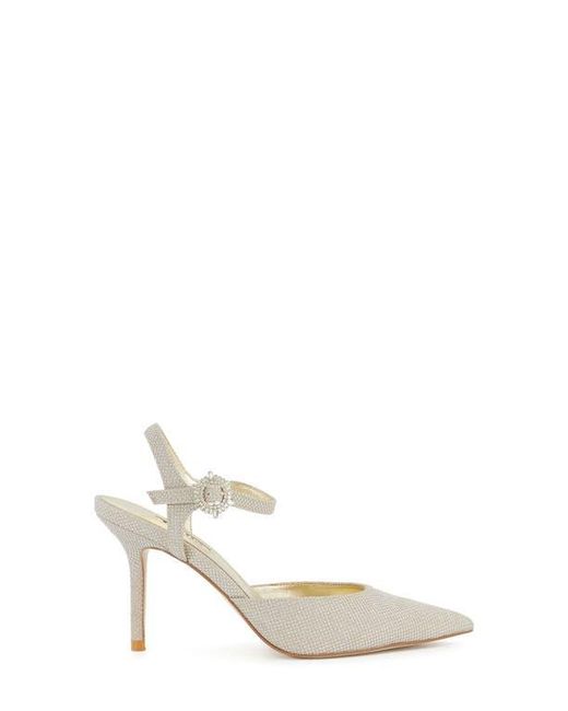 Dune White Channel Ankle Strap Pointed Toe Pump