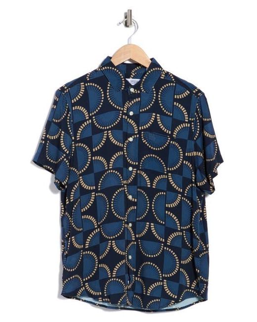 Original Penguin Blue Fans Short Sleeve Button-Up Shirt for men