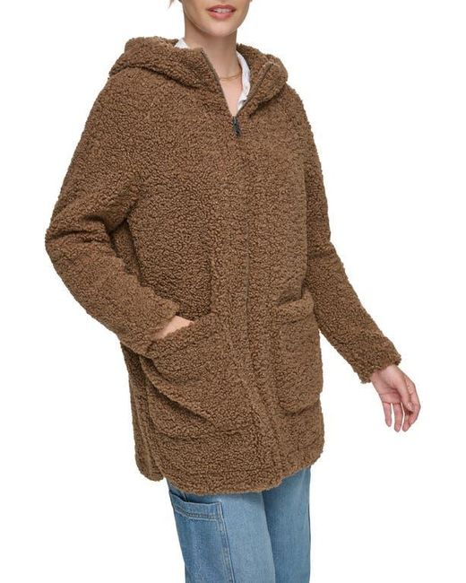 Andrew Marc Brown Seneca Faux Shearling Hooded Jacket