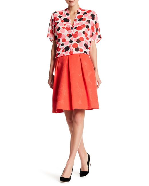 anne klein long solid pleated skir