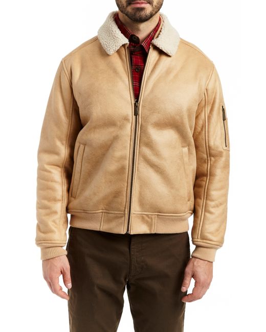 Rainforest Natural Faux Shearling Lined Faux Leather Bomber Jacket for men
