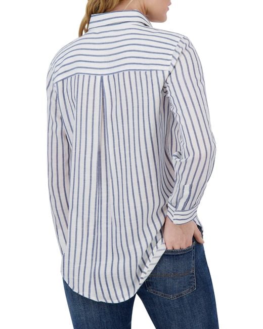 Lucky Brand White Stripe Long Sleeve Button-up Shirt