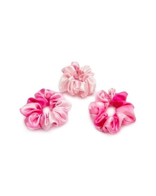 BLISSY Pink Silk Hair Tie Scrunchie Pack