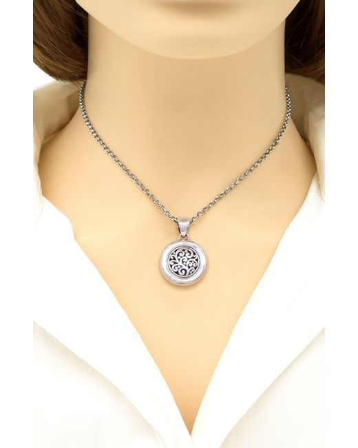 DEVATA White Sterling Silver Round Filigree Pendant Necklace