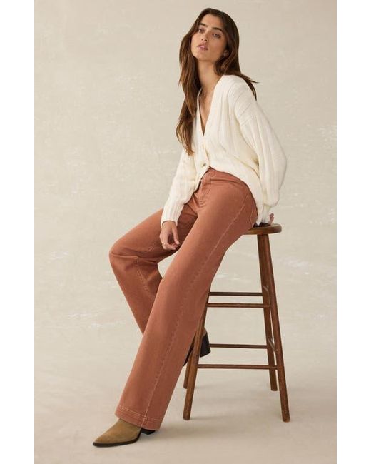 Faherty Brand Brown Terry Harbor High Waist Wide Leg Jeans