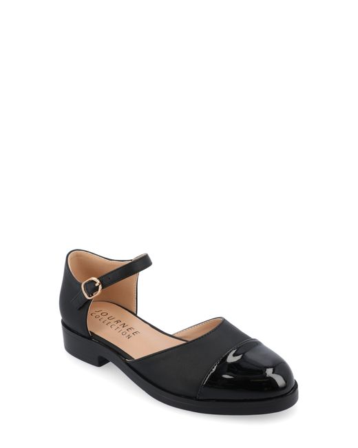 Journee Collection Black Tesley Cap Toe Mary Jane Flat