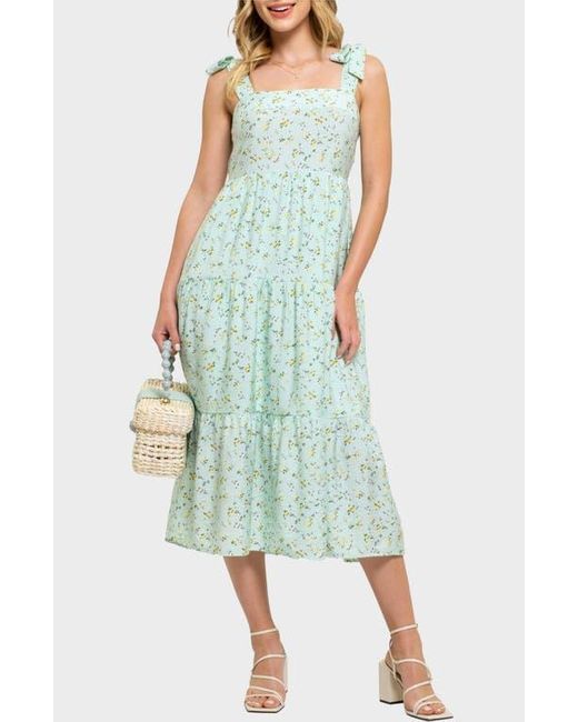 AUGUST SKY Blue Floral Tie Strap Sundress