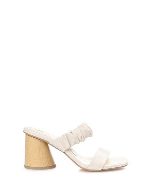 Journee Collection Natural Open Square-Toe Block Heel
