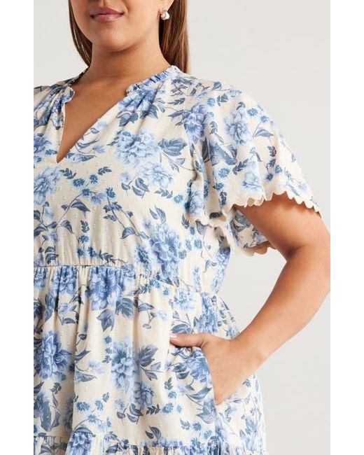 Chelsea28 Blue Rickrack Trim Tiered Mini Sundress