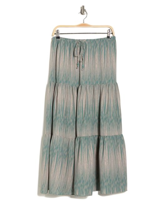 Adrianna Papell Gray Tiered Drawstring Maxi Skirt