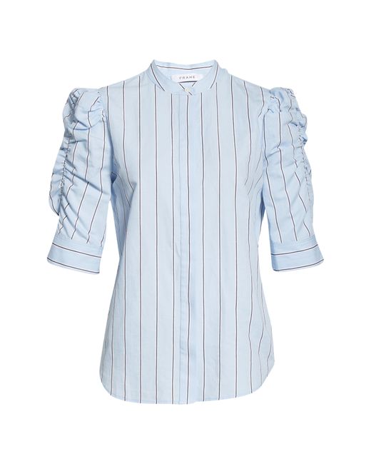 FRAME Shirred Sleeve Stripe Top in Blue - Save 46% - Lyst