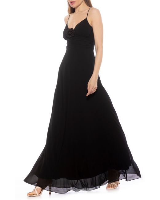 Alexia Admor Black Layla Rosette Maxi Dress