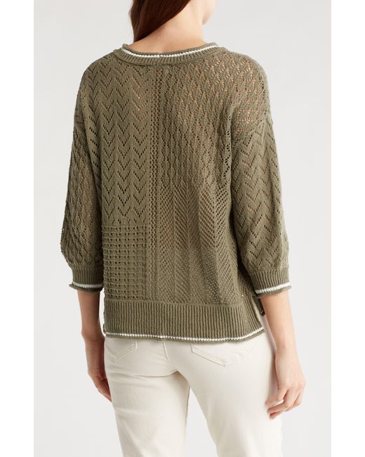 Democracy Natural Pointelle Tipped Sweater