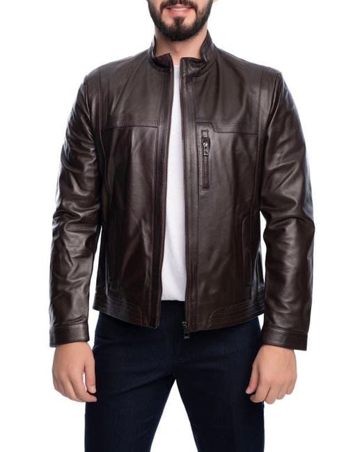 VELLAPAIS Black Lisbon Leather Jacket for men