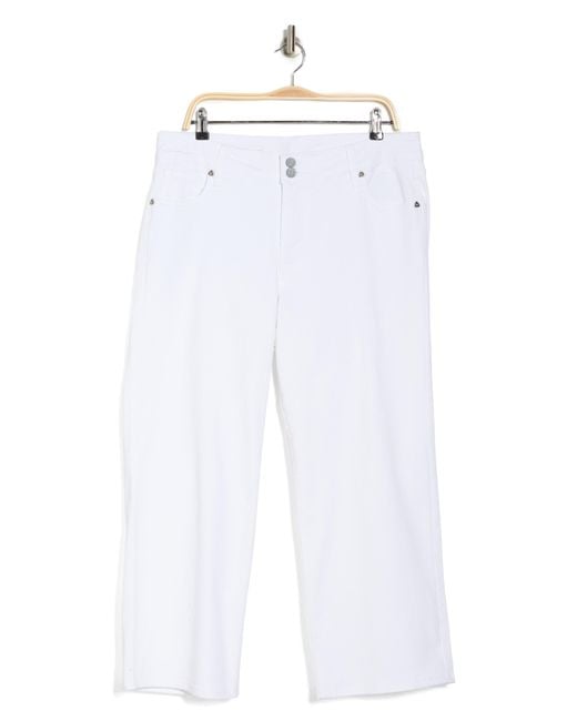 Kut From The Kloth White Lucy Double Button High Waist Wide Leg Jeans