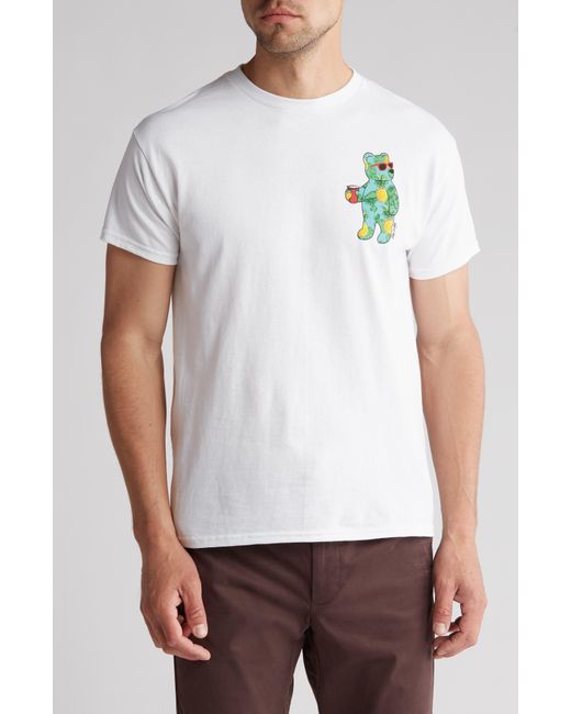 Riot Society White Pineapple Bear Cotton Graphic Tee for men