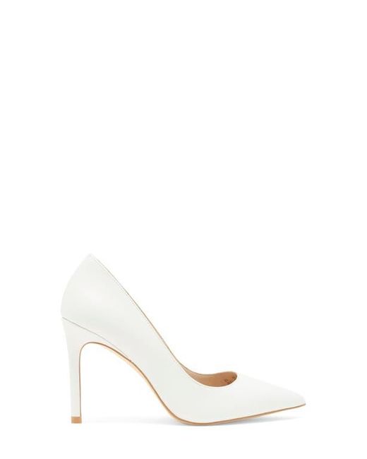 Stuart Weitzman White Leigh 95 Pointed Toe Pump
