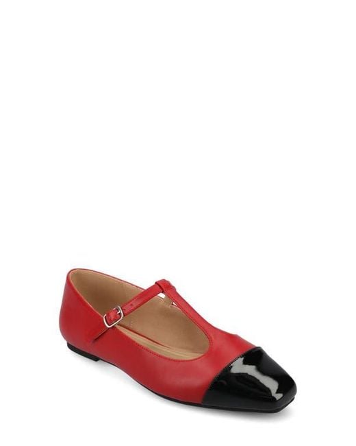 Journee Collection Red Thea T-Strap Flat