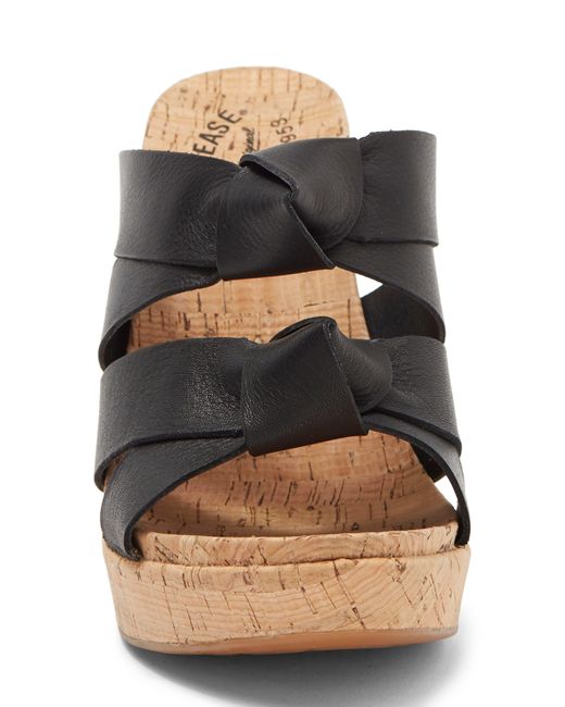 KorkEase Sammi Wedge Slide Sandal In Black Leather At Nordstrom Rack