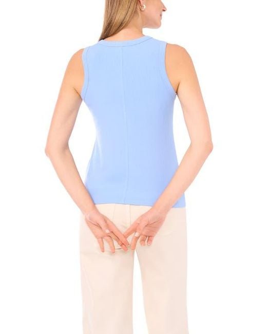Halogen® Blue Fitted Ribbed Tank Top