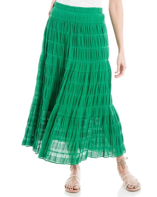 Max Studio Green Textured Midi Skirt