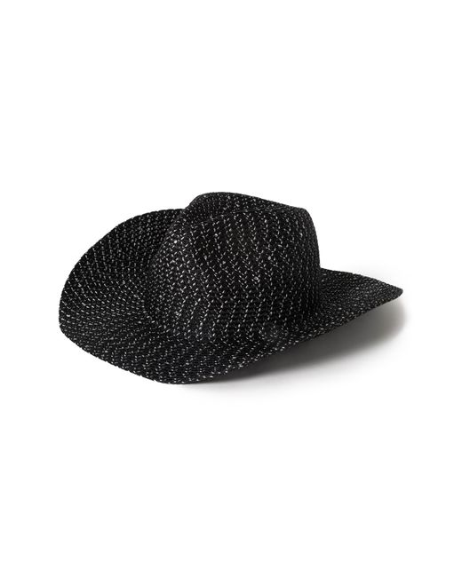 David & Young Black Sequin & Stone Straw Cowboy Hat