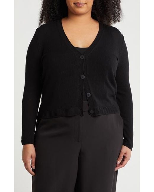Max Studio Black V-Neck Button Front Cardigan