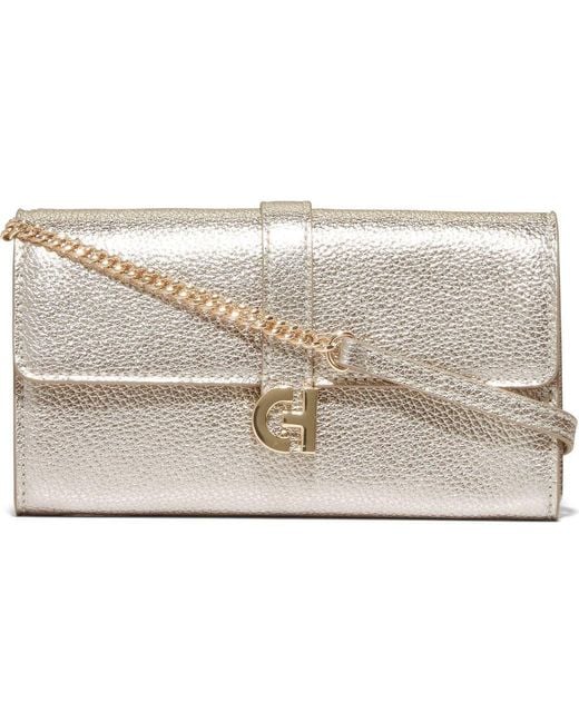 Cole Haan Metallic Pebble Leather Wallet On A Chain