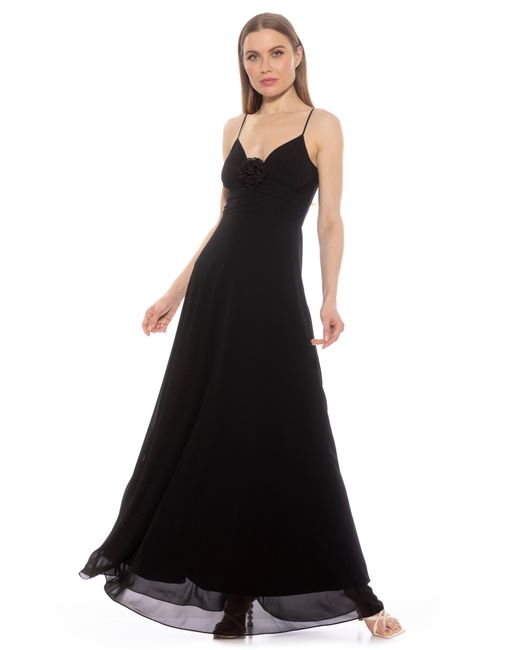 Alexia Admor Black Layla Rosette Maxi Dress