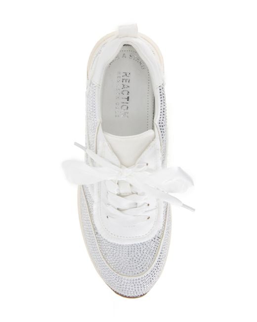 Kenneth Cole White Claire Rhinestone Embellished Sneaker