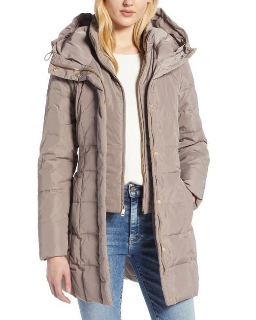Cole Haan Hooded Down Puffer Jacket in Brown Lyst