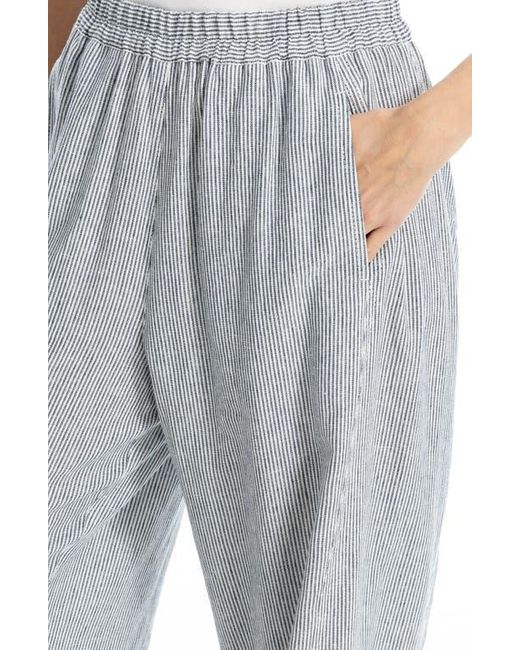 Max Studio Gray Stripe Linen Blend Barrel Pants