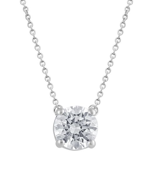 Badgley Mischka White 14k Gold Round Cut Lab-created Diamond Pendant Necklace