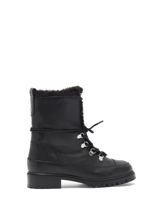 Stuart Weitzman Black Luge Faux Fur Lace-Up Bootie