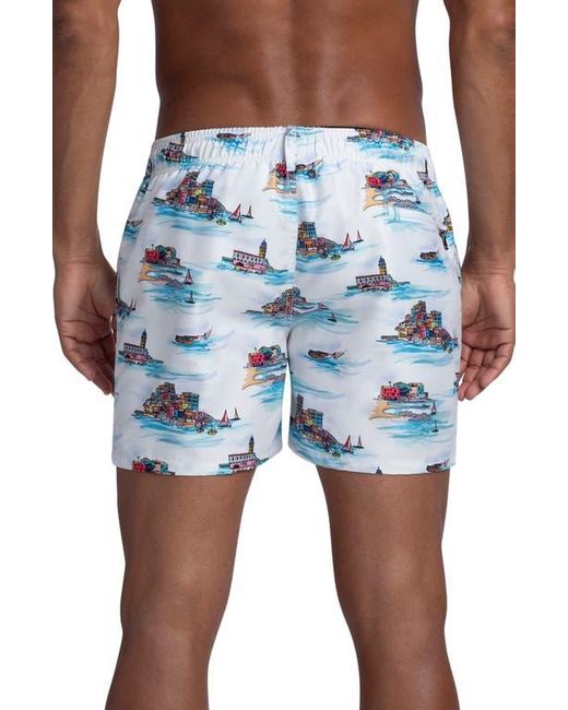 Bugatchi Blue Ocean Scene Swim Trunks for men