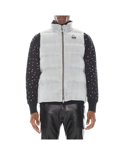 HVMAN Gray Quilted Polyester Jacket with Bold Branding for men