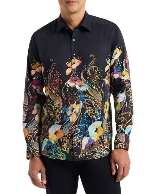 Robert Graham Black Jacobs Long Sleeve Button-Up Shirt for men